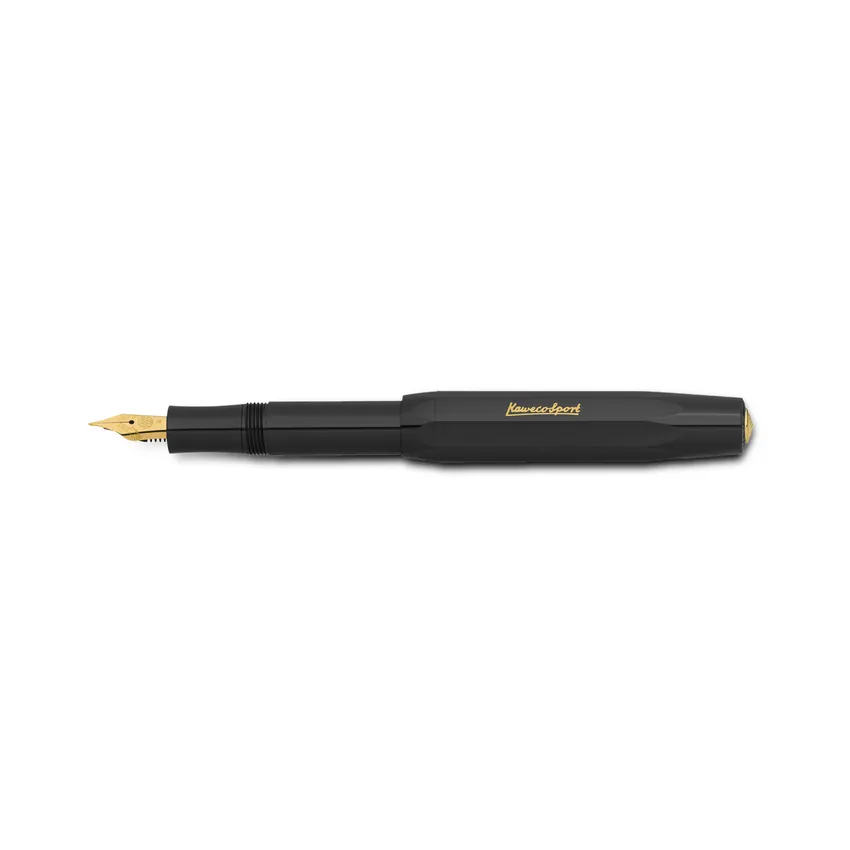 Kaweco Perkeo Fountain Pen All Black with Gold Trims - Medium