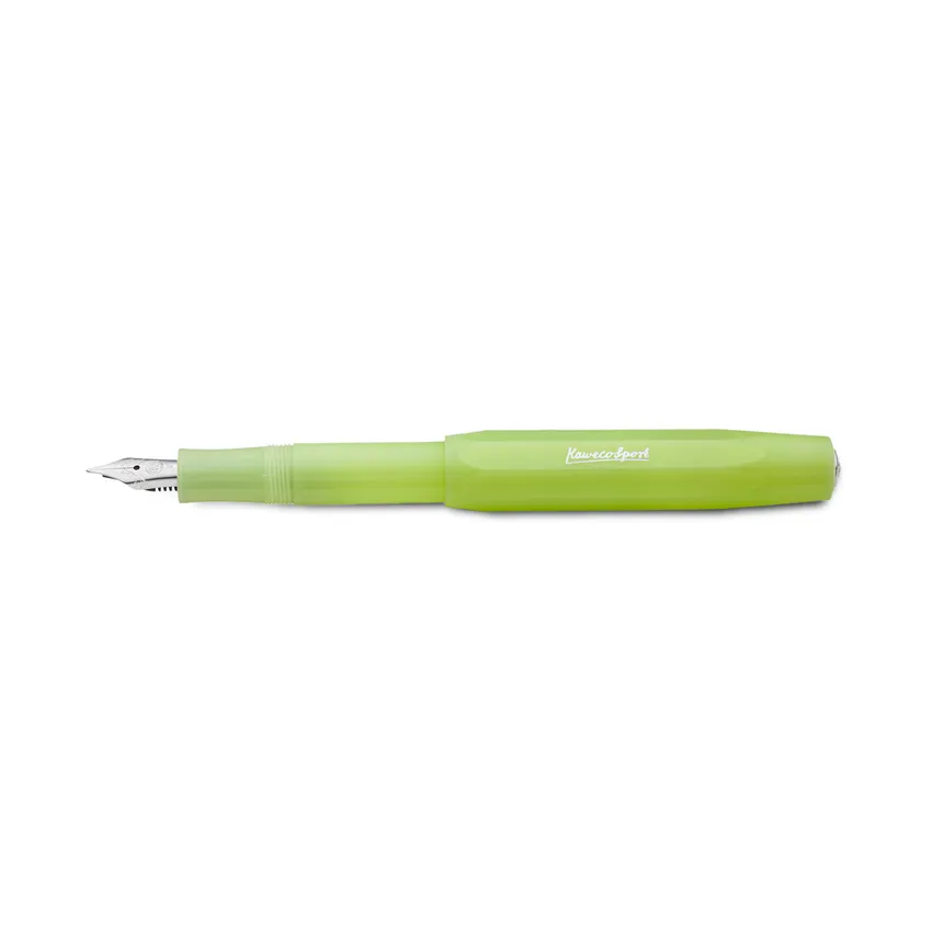 Kaweco Frosted Sport Fountain Pen Fine Lime with Silver Trims - Medium