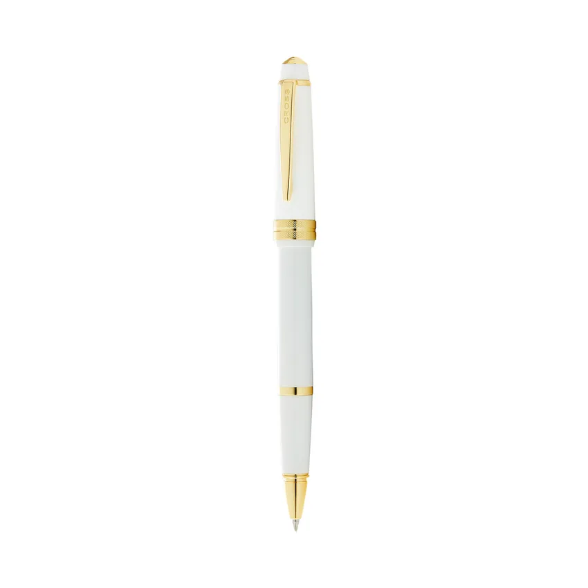 Cross Bailey Light White Resin Rollerball Pen with Gold Trims