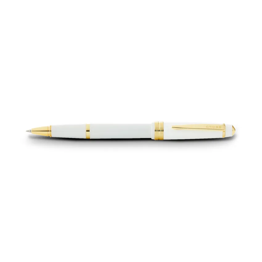 Cross Bailey Light White Resin Rollerball Pen with Gold Trims