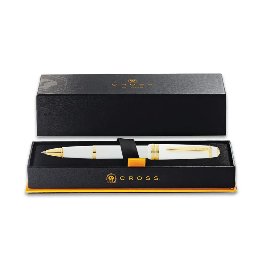 Cross Bailey Light White Resin Rollerball Pen with Gold Trims