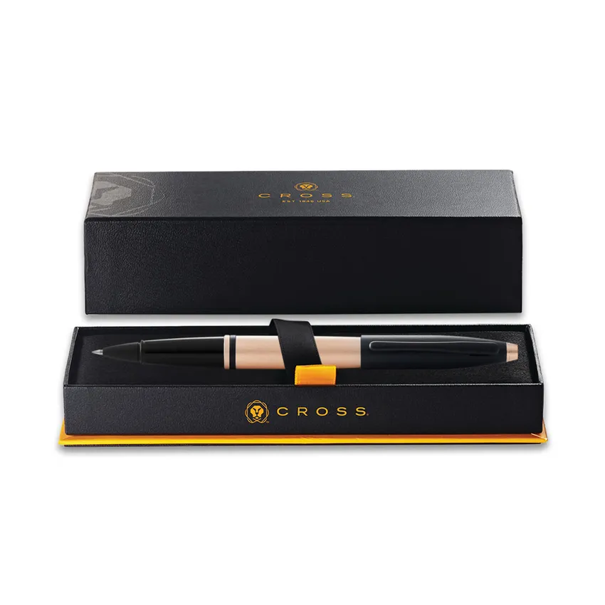 Cross Calais Rose Gold Barrel Rollerball Pen with Black Trims