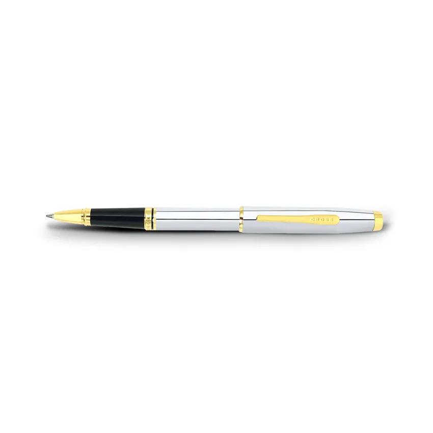 Cross Coventry Polished Chrome Rollerball Pen with Gold Trims