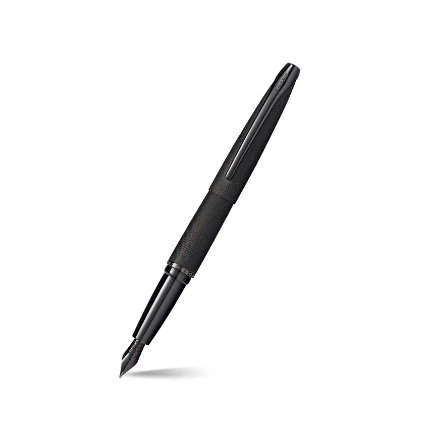 Cross ATX Brushed Black Fountain Pen with Black PVD Trims - Fine