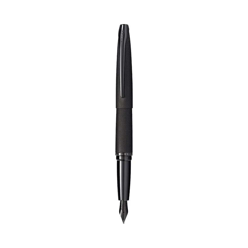Cross ATX Brushed Black Fountain Pen with Black PVD Trims - Fine