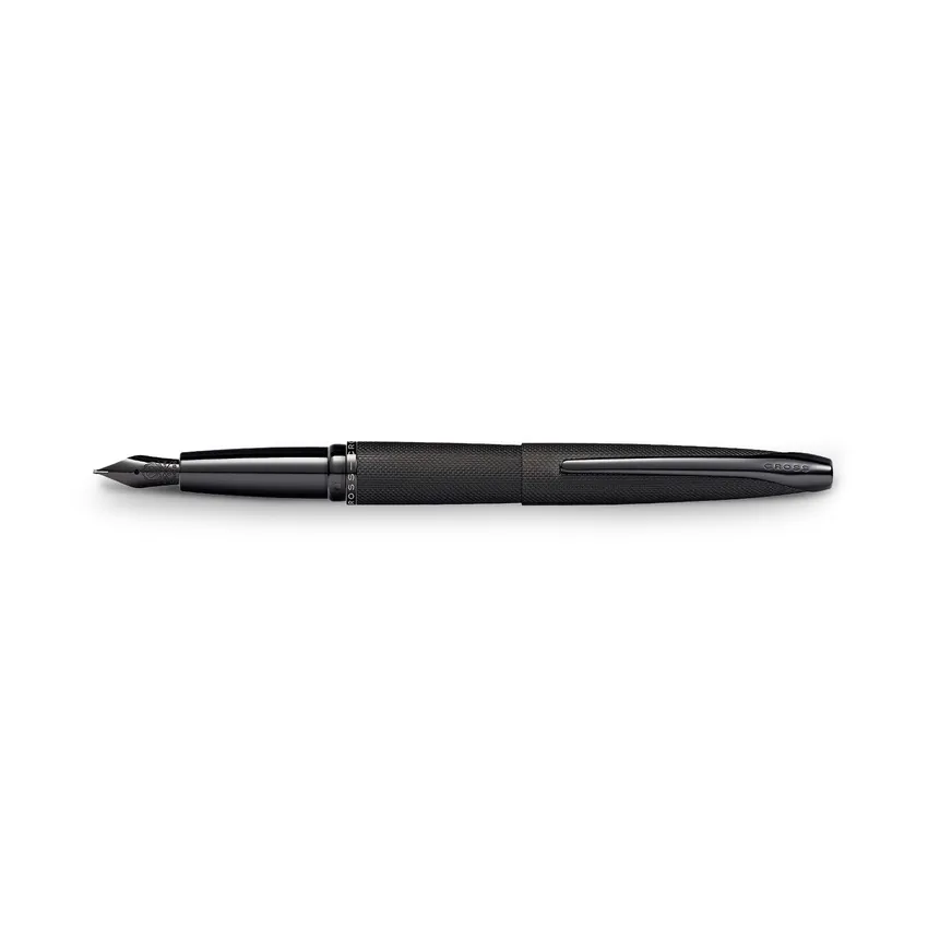 Cross ATX Brushed Black Fountain Pen with Black PVD Trims - Fine