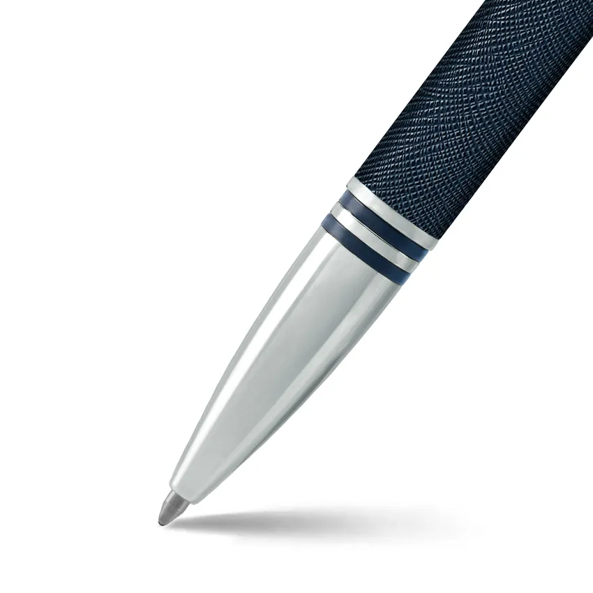 Lapis Bard Torque Artis Leather Ballpoint Pen - Navy with Chrome Trims