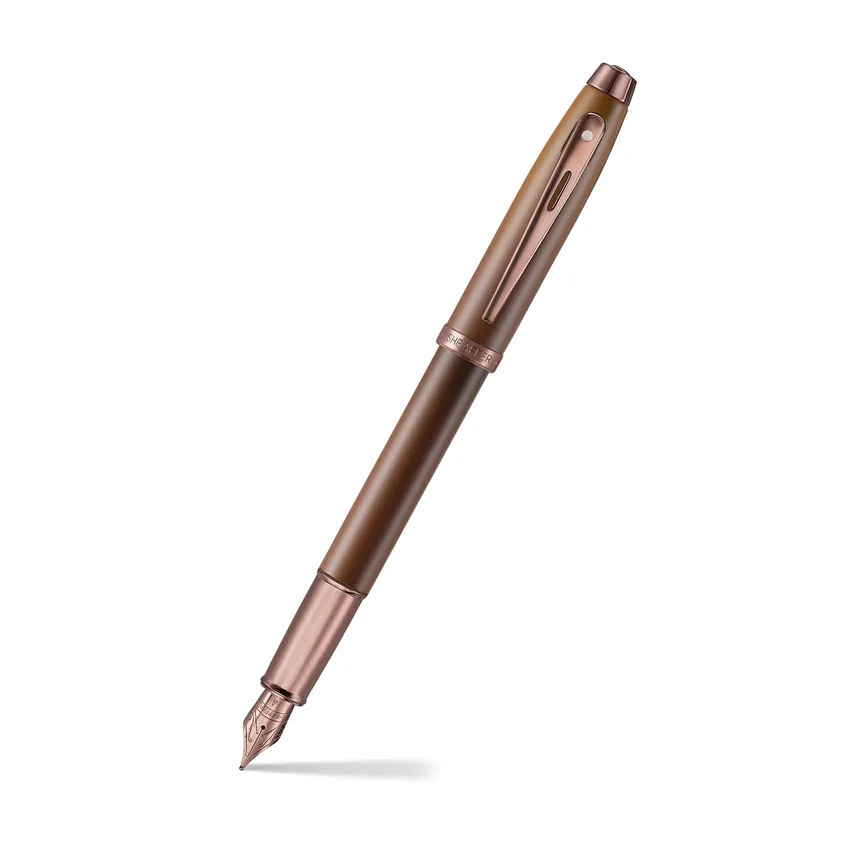 Sheaffer Gift Set 100 9374 Coffee Edition Fountain Pen (Medium) with Regal Brown PVD Trims and Coffee Scented Skrip Ink (50 ml)