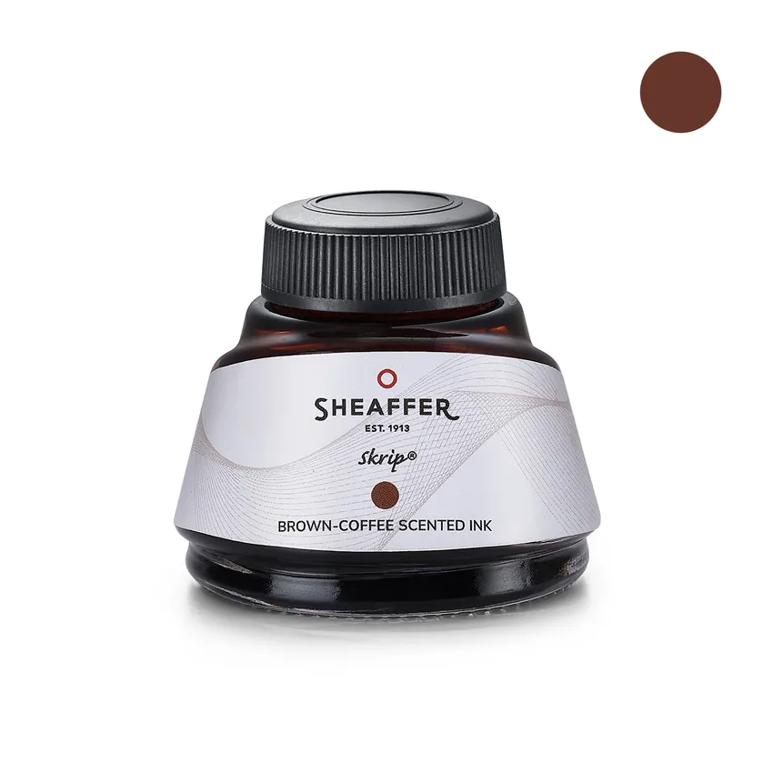 Sheaffer Gift Set 100 9374 Coffee Edition Fountain Pen (Medium) with Regal Brown PVD Trims and Coffee Scented Skrip Ink (50 ml)