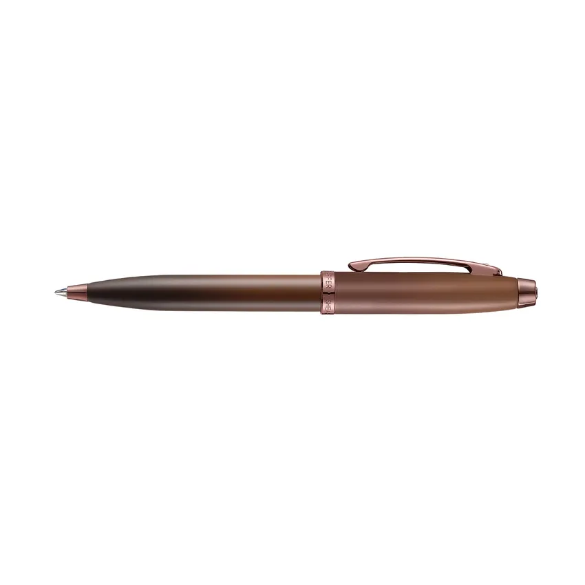 Sheaffer 100 Gift Set 9374 Coffee Edition Ballpoint Pen with Regal Brown PVD Trims and Small Notebook - Matt Brown