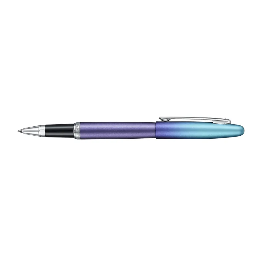 Sheaffer Expressions VFM 9430 Blue and Purple Pearlised Gradient Rollerball Pen with Chrome-Plated Trims