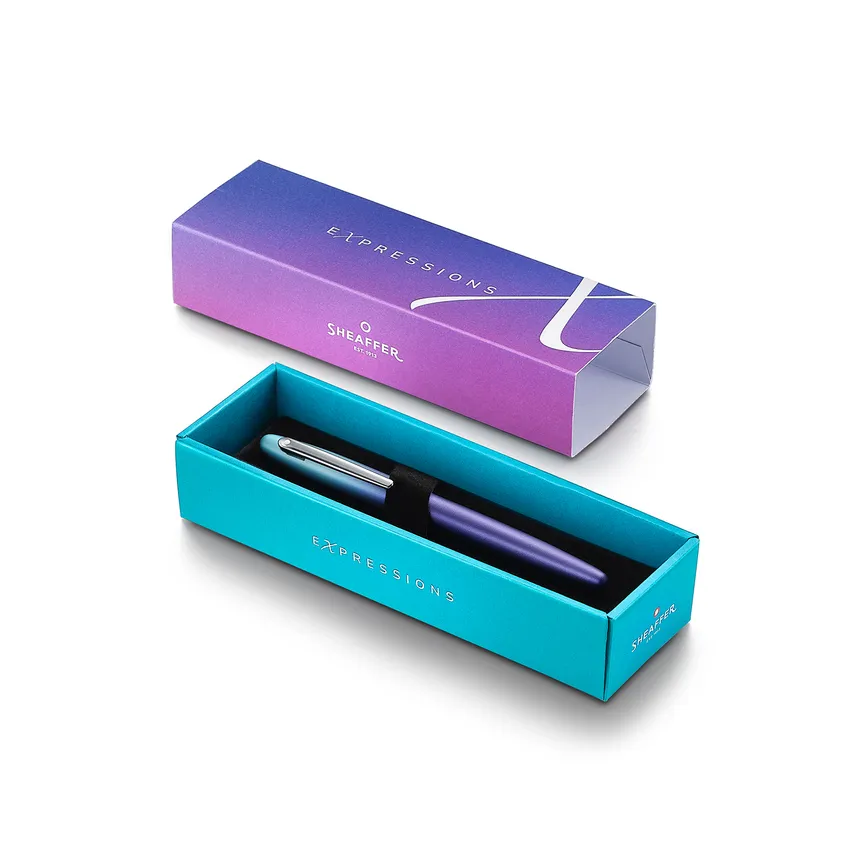 Sheaffer Expressions VFM 9430 Blue and Purple Pearlised Gradient Rollerball Pen with Chrome-Plated Trims