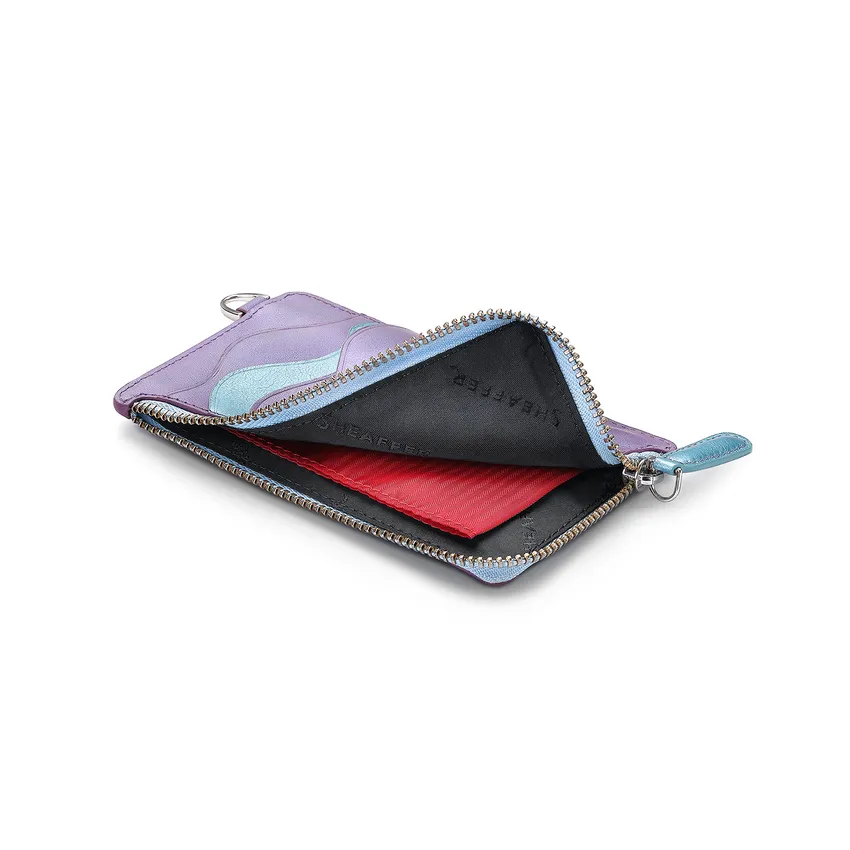Sheaffer Expressions Gift Set VFM 9430 Blue and Purple Pearlised Gradient Ballpoint Pen with Genuine Leather Card Case