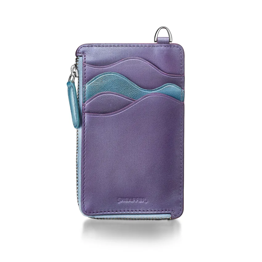 Sheaffer Expressions Gift Set VFM 9430 Blue and Purple Pearlised Gradient Ballpoint Pen with Genuine Leather Card Case