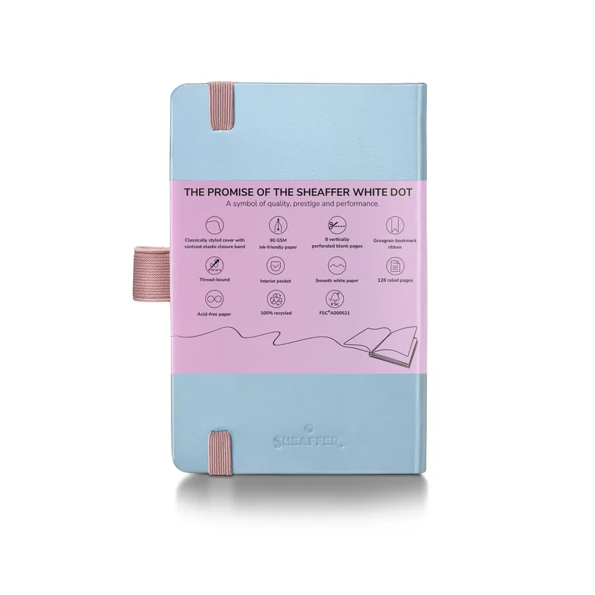 Sheaffer Expressions Gift Set 100 9376 Blue and Pink Pearlised Gradient Ballpoint Pen with Chrome-plated Trims and Small Notebook