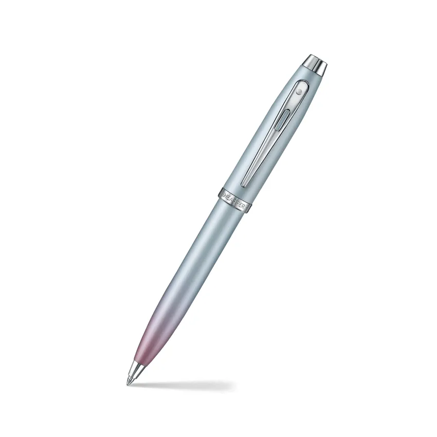 Sheaffer Expressions Gift Set 100 9376 Blue and Pink Pearlised Gradient Ballpoint Pen with Chrome-plated Trims and Small Notebook