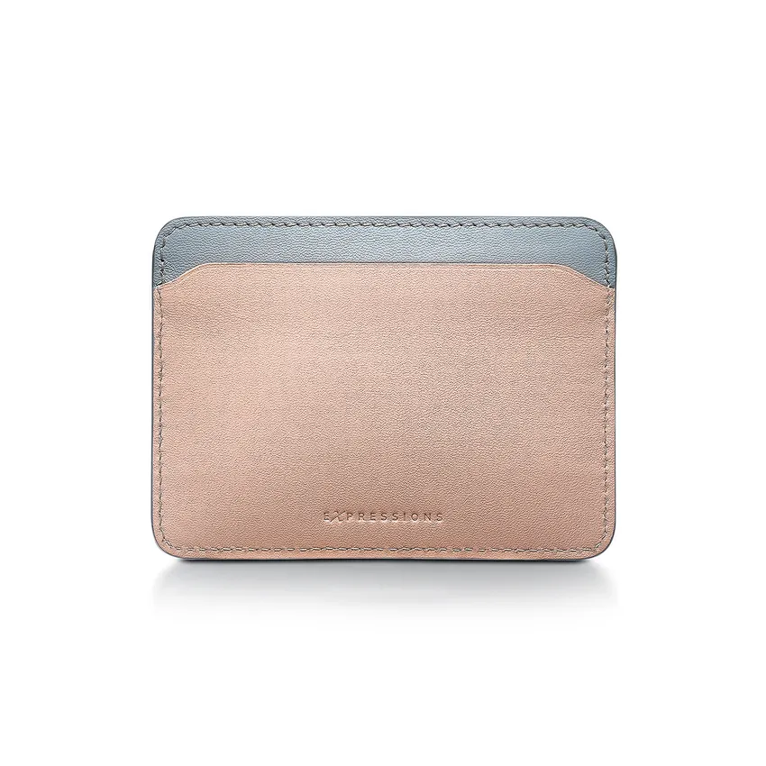 Sheaffer Expressions Gift Set 100 9376 Blue and Pink Pearlised Gradient Ballpoint Pen with Chrome-plated Trims and Genuine Leather Credit Card Holder