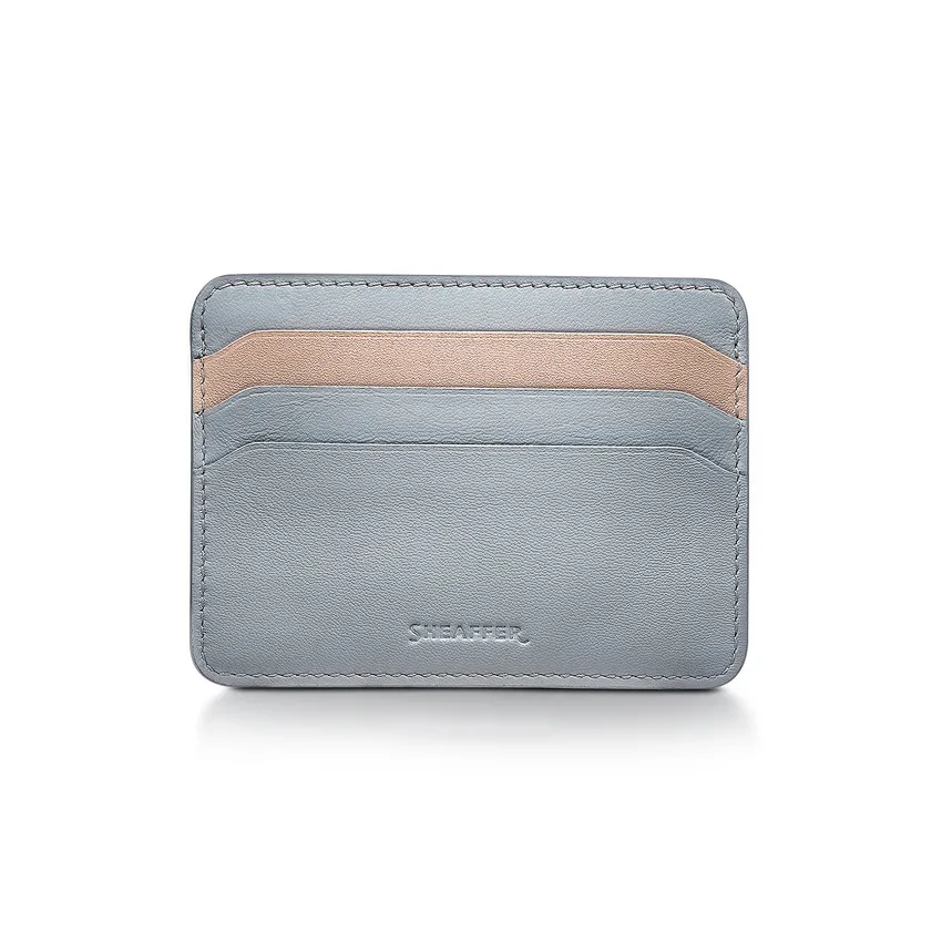 Sheaffer Expressions Gift Set 100 9376 Blue and Pink Pearlised Gradient Ballpoint Pen with Chrome-plated Trims and Genuine Leather Credit Card Holder