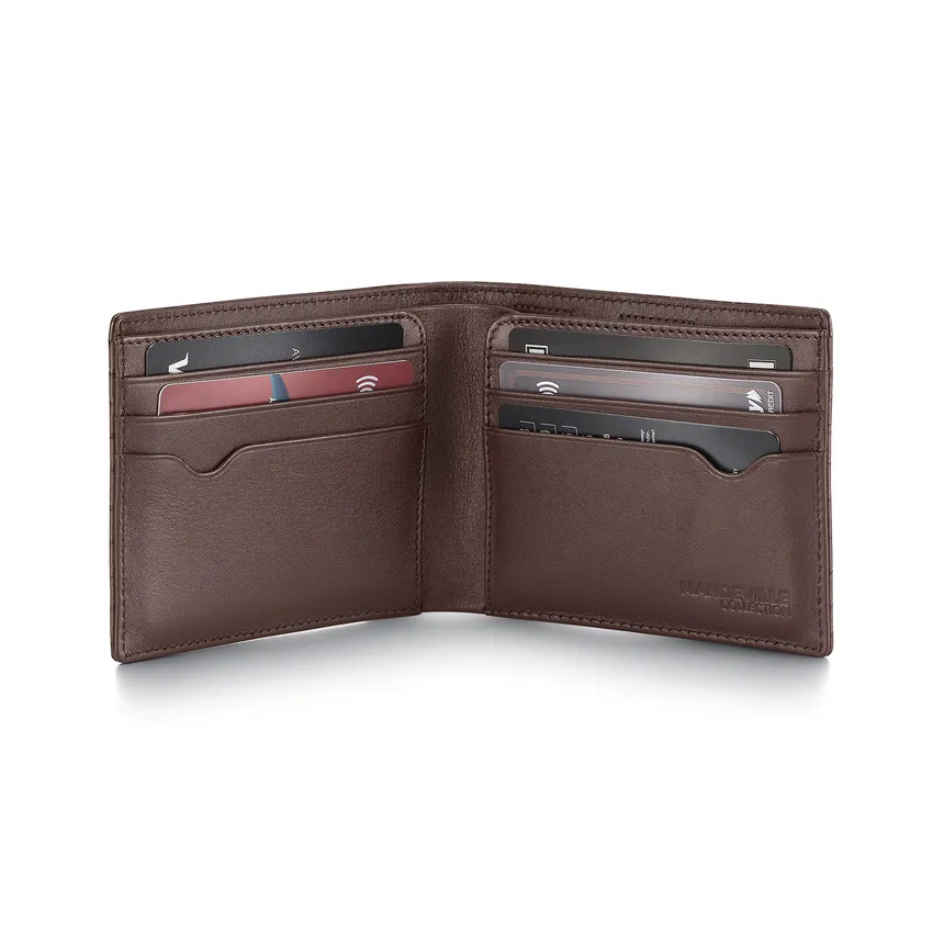 Lapis Bard Mandeville Croc-Textured Wallet with Extra Credit Card Holder - Dark Brown