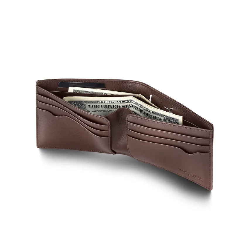 Lapis Bard Mandeville Croc-Textured Wallet with Extra Credit Card Holder - Dark Brown