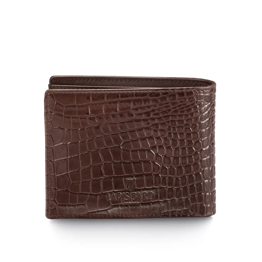 Lapis Bard Mandeville Croc-Textured Wallet with Extra Credit Card Holder - Dark Brown