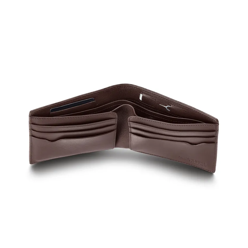 Lapis Bard Mandeville Croc-Textured Wallet with Extra Credit Card Holder - Dark Brown