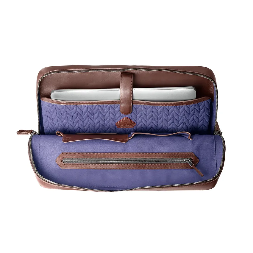 Lapis Bard Mandeville 14-inch Croc-Textured Single Compartment Laptop Bag - Dark Brown