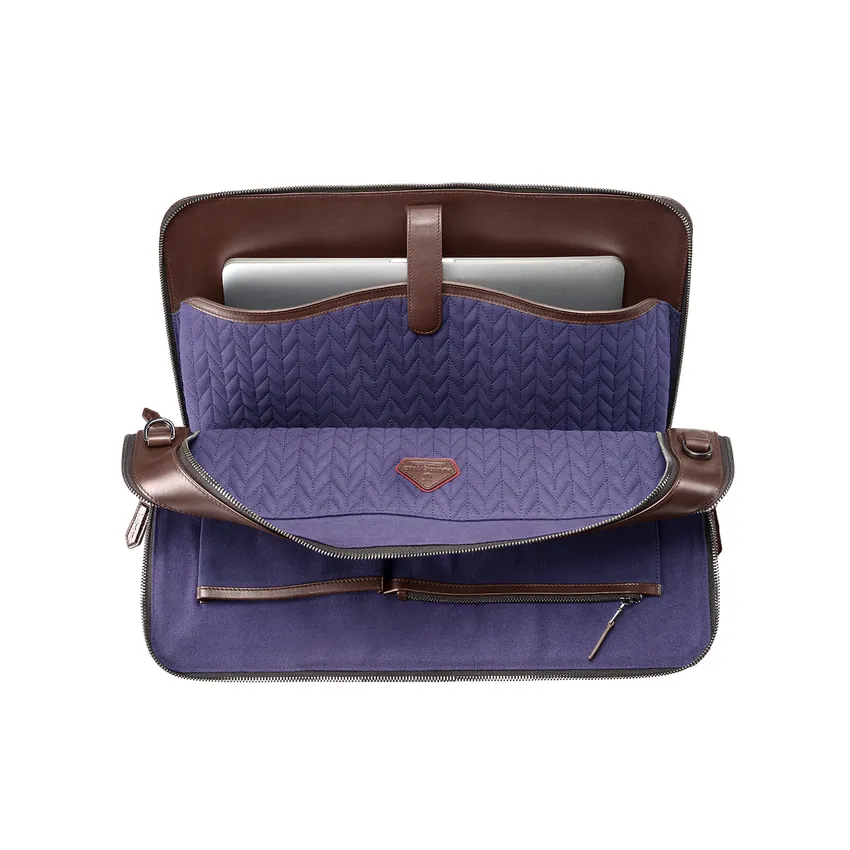 Lapis Bard Mandeville 15-inch Croc-Textured Double Compartment Laptop Bag - Dark Brown