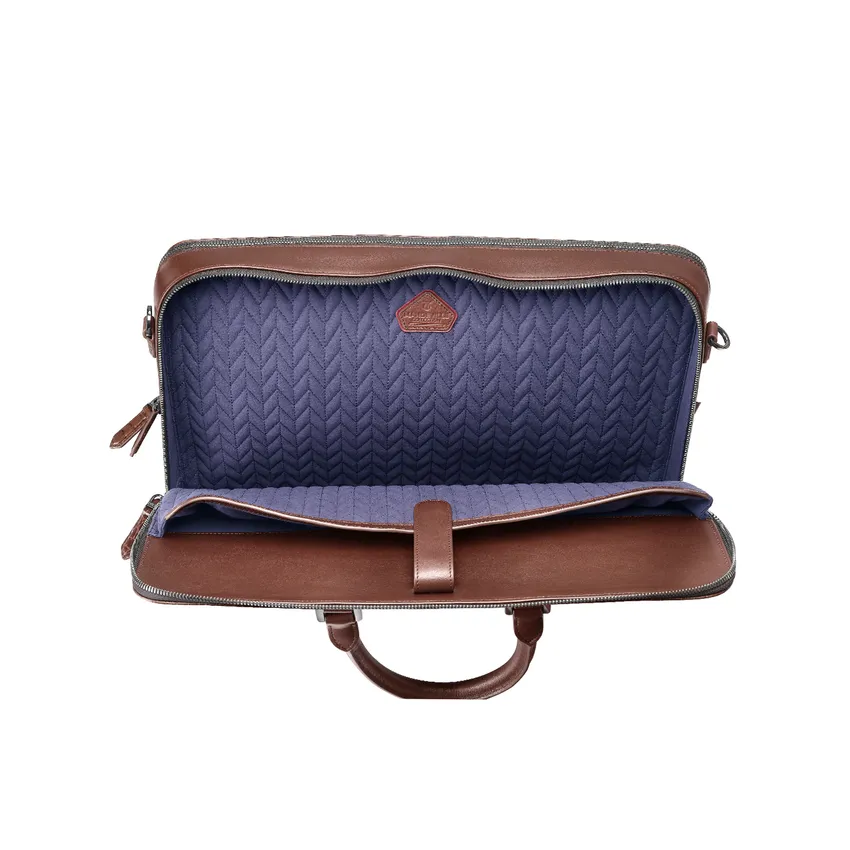 Lapis Bard Mandeville 15-inch Croc-Textured Double Compartment Laptop Bag - Dark Brown