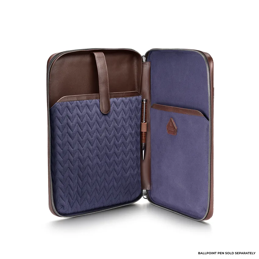 Lapis Bard Mandeville 13-Inch Croc-Textured Laptop Sleeve - Dark Brown