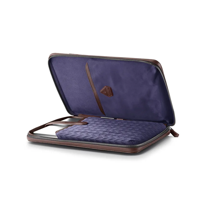 Lapis Bard Mandeville 13-Inch Croc-Textured Laptop Sleeve - Dark Brown
