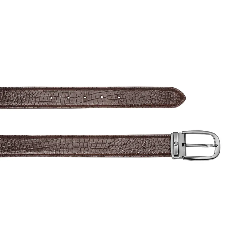 Lapis Bard Mandeville Croc-Textured 35 MM Buckle Belt - Dark Brown