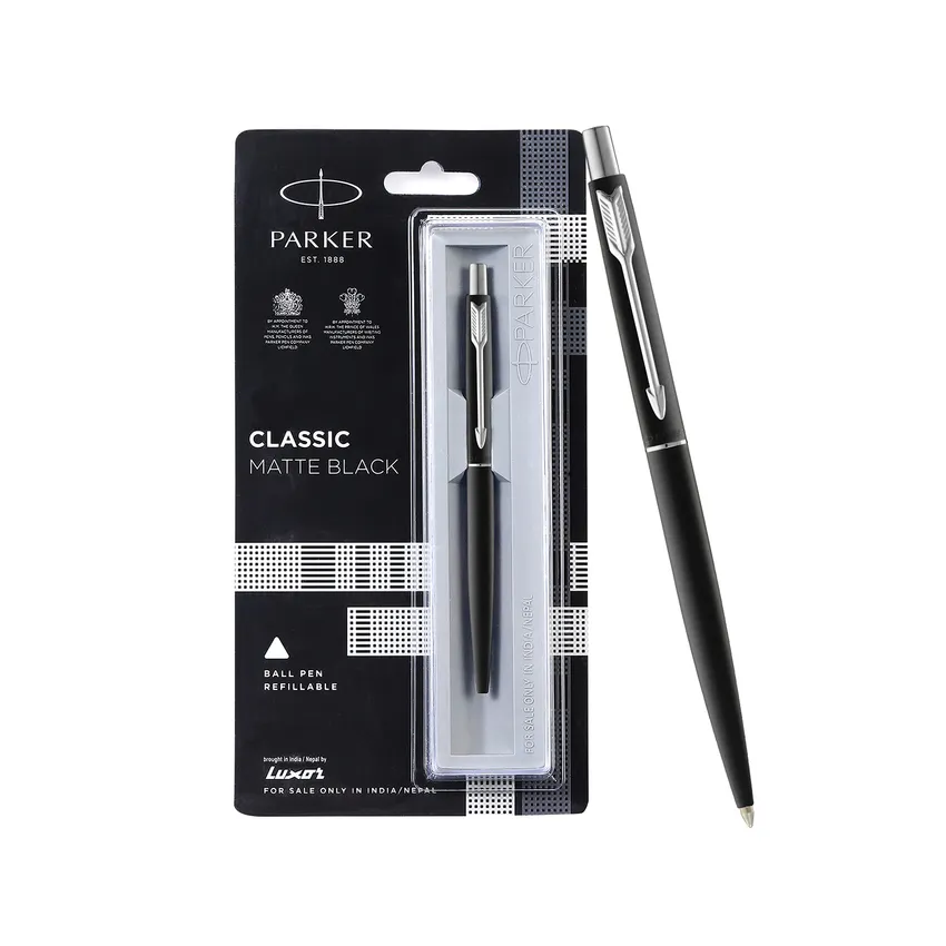 Parker Classic Matte Black Ballpoint Pen With Chrome Trim