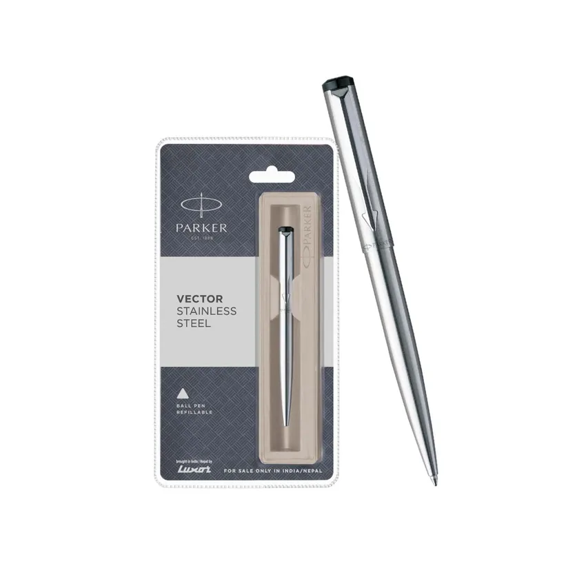 Parker Vector Stainless Steel Ballpoint Pen With Chrome Trim