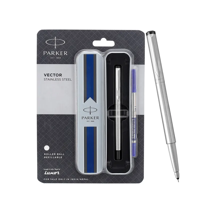Parker Vector Stainless Steel Rollerball Pen With Chrome Trim