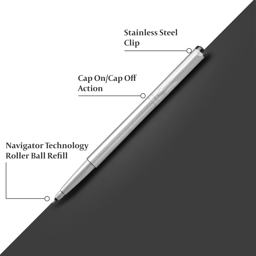 Parker Vector Stainless Steel Rollerball Pen With Chrome Trim