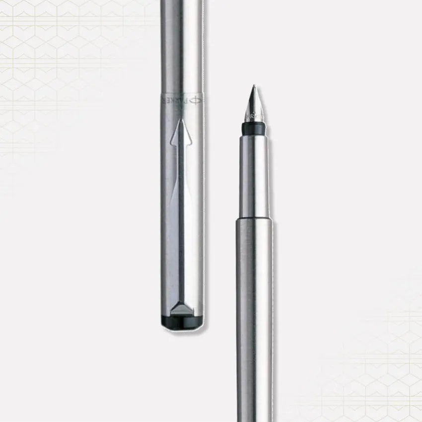 Parker Vector Stainless Steel Fountain Pen With Chrome Trim-Fine