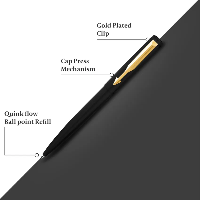 Parker Vector Matte Black Ballpoint Pen With Gold Trim