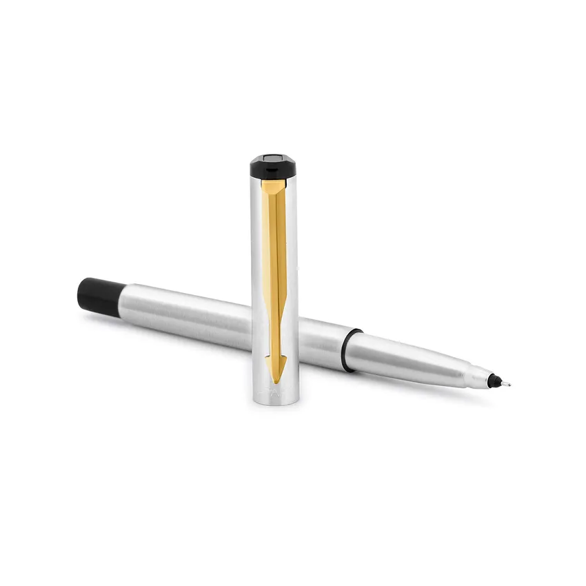 Parker Vector Stainless Steel Rollerball Pen With Gold Trim