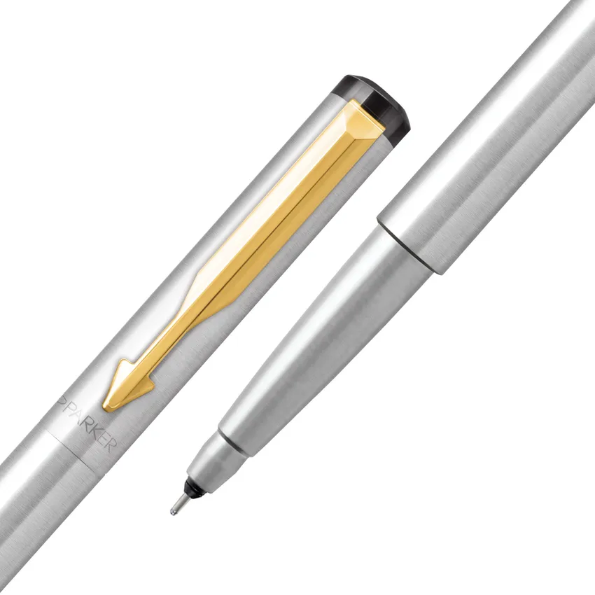 Parker Vector Stainless Steel Rollerball Pen With Gold Trim