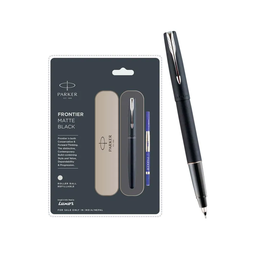 Parker Frontier Black Rollerball Pen With Chrome Trim