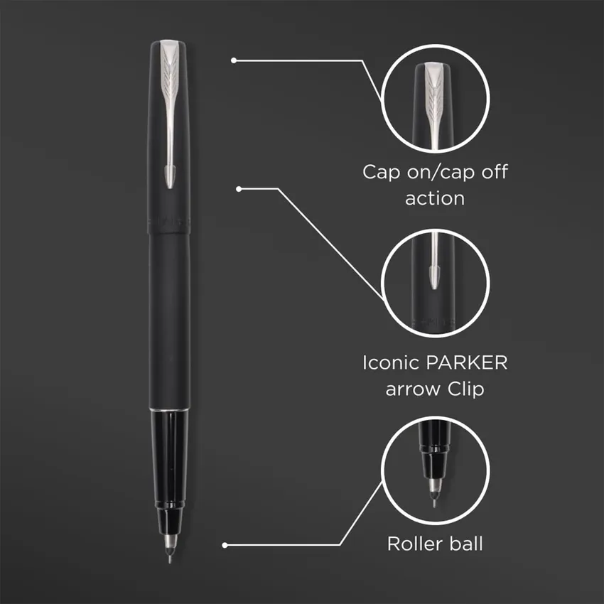 Parker Frontier Black Rollerball Pen With Chrome Trim