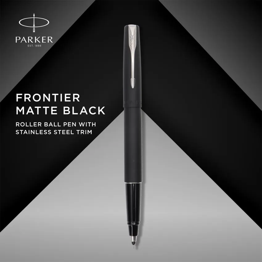 Parker Frontier Black Rollerball Pen With Chrome Trim