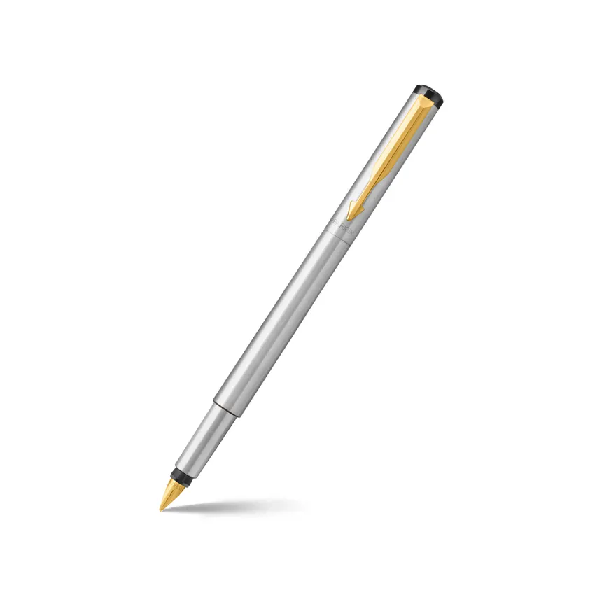 Parker Vector Stainless Steel Fountain Pen With Gold Trim-Fine