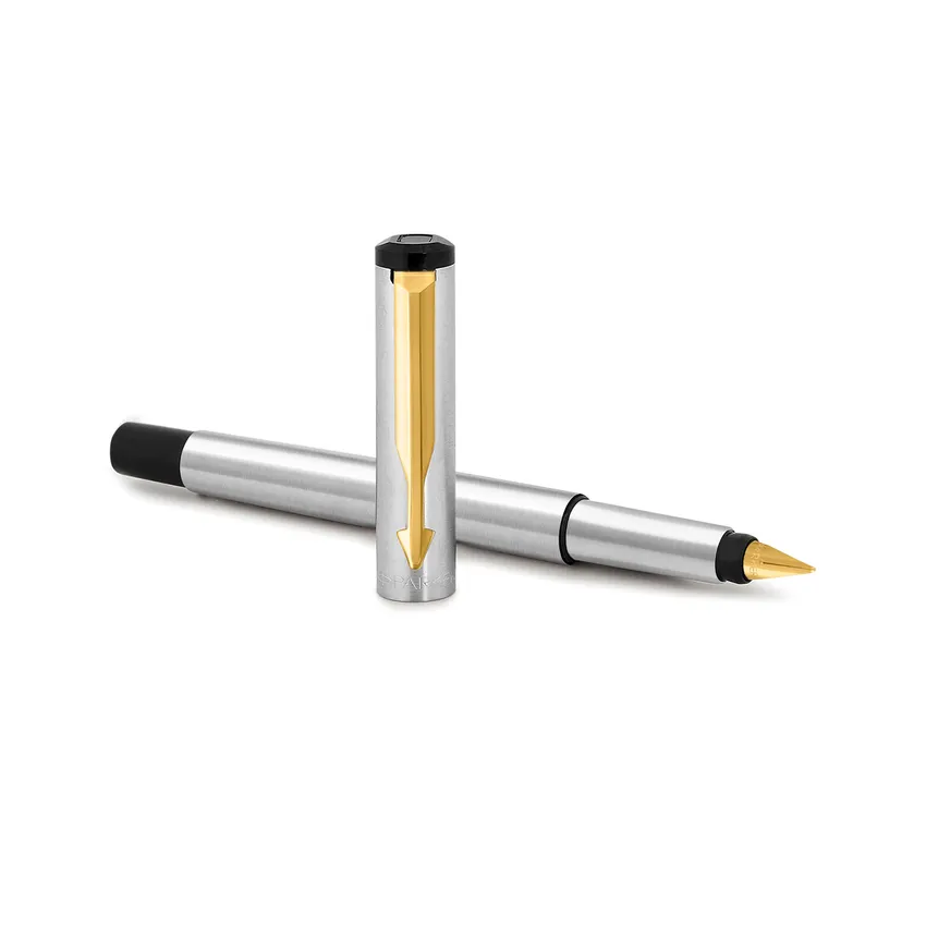 Parker Vector Stainless Steel Fountain Pen With Gold Trim-Fine