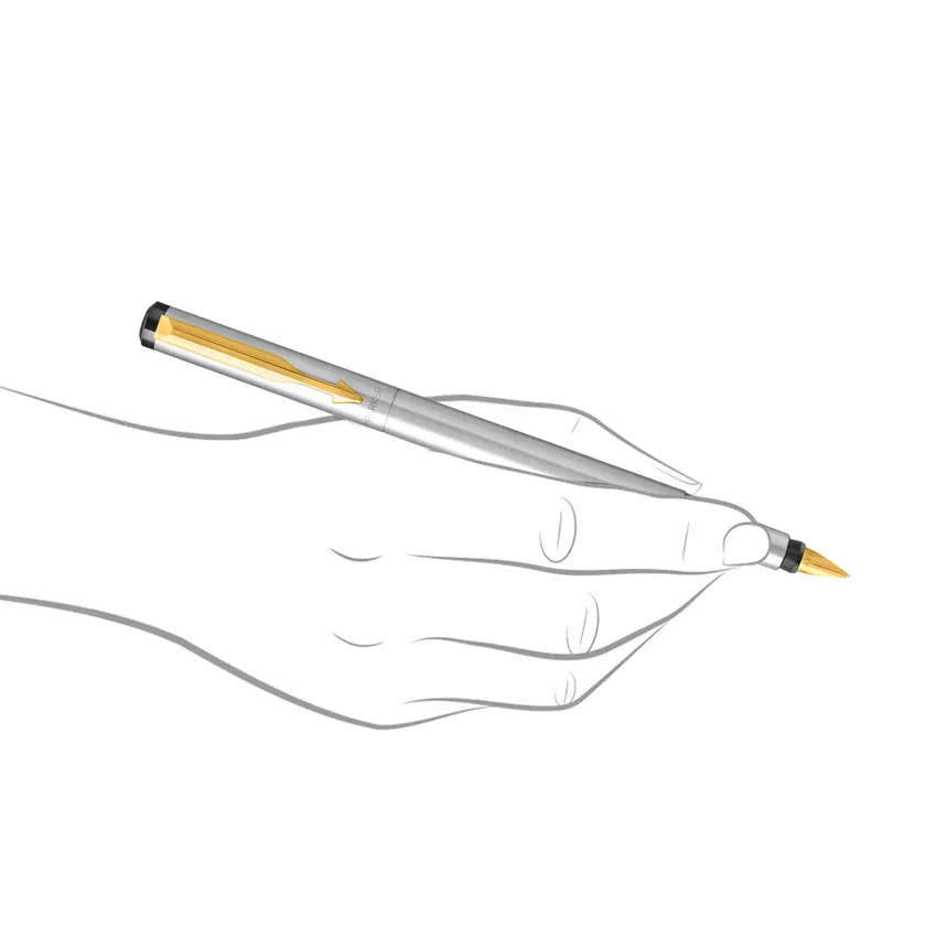 Parker Vector Stainless Steel Fountain Pen With Gold Trim-Fine