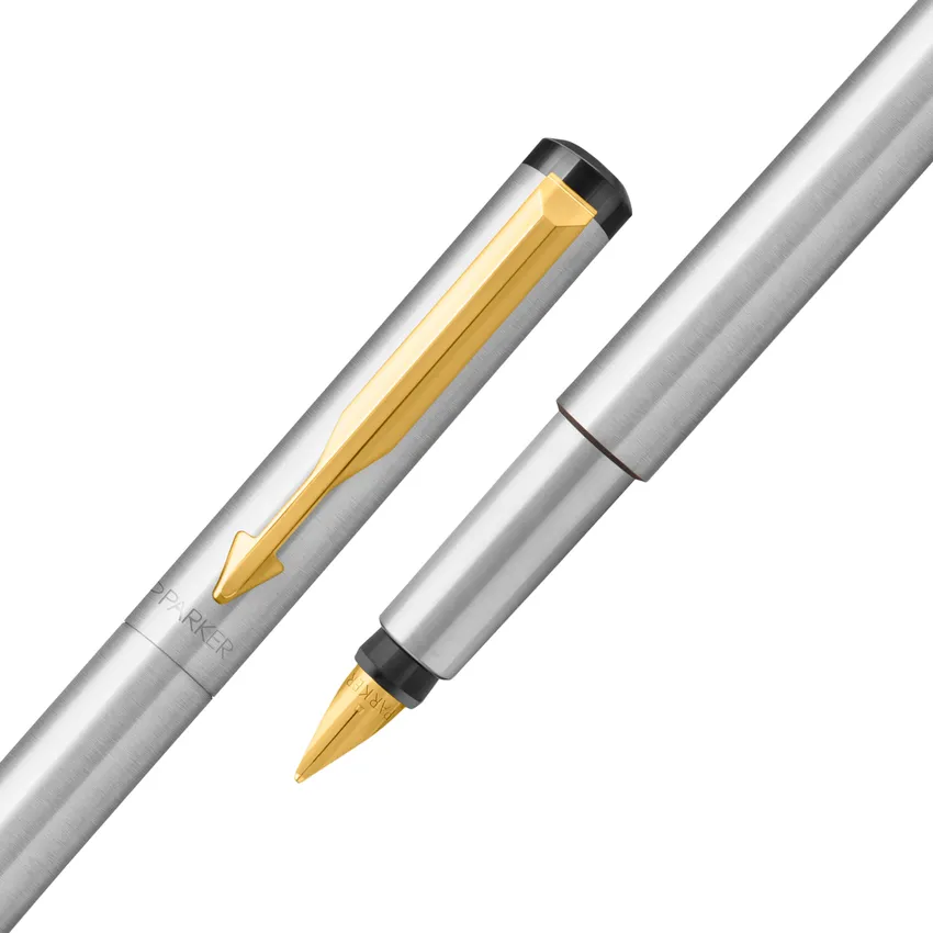 Parker Vector Stainless Steel Fountain Pen With Gold Trim-Fine