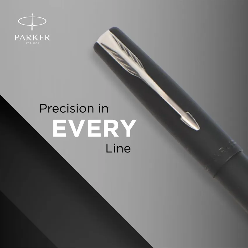 Parker Frontier Matte Black Fountain Pen With Chrome Trim-Fine