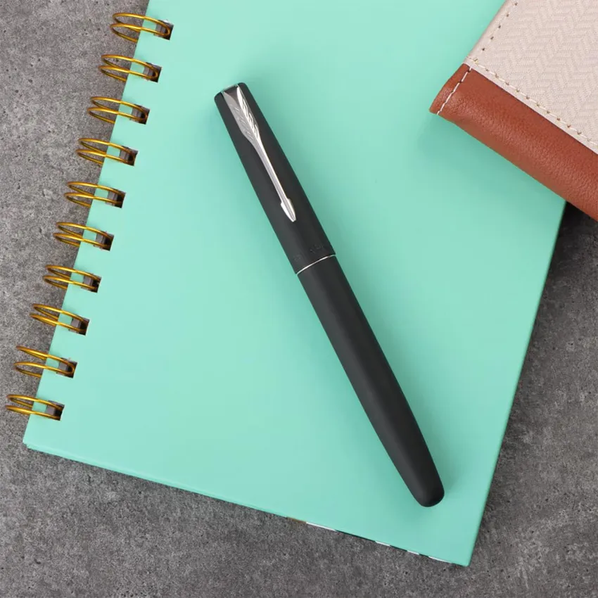 Parker Frontier Matte Black Fountain Pen With Chrome Trim-Fine
