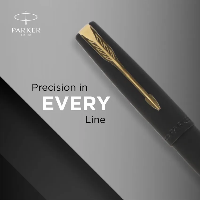 Parker Frontier Matte Black Fountain Pen Gold Trim-Fine